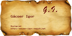 Gácser Igor névjegykártya